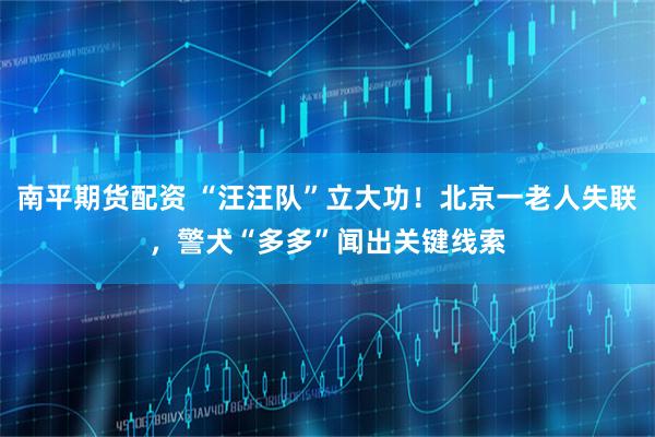 南平期货配资 “汪汪队”立大功！北京一老人失联，警犬“多多”闻出关键线索